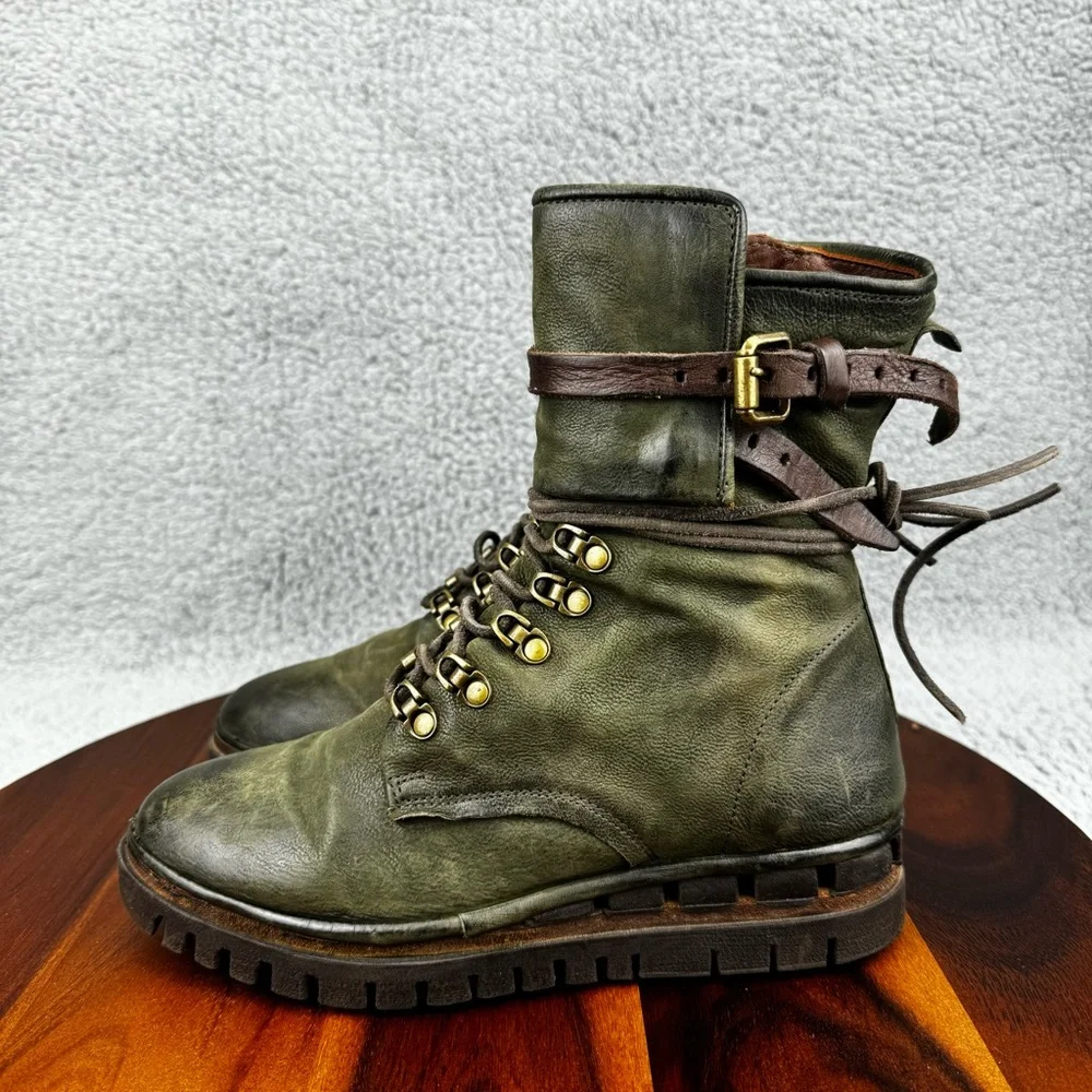 A.S.98 Green Lace Up Boots - Picture 6 of 12